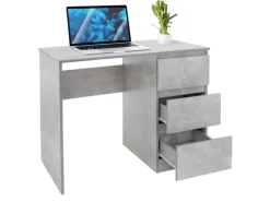 ML-Design Schreibtisch mit 3 Schubladen 90x76x50cm Grau Arbeitstisch Beton-Optik