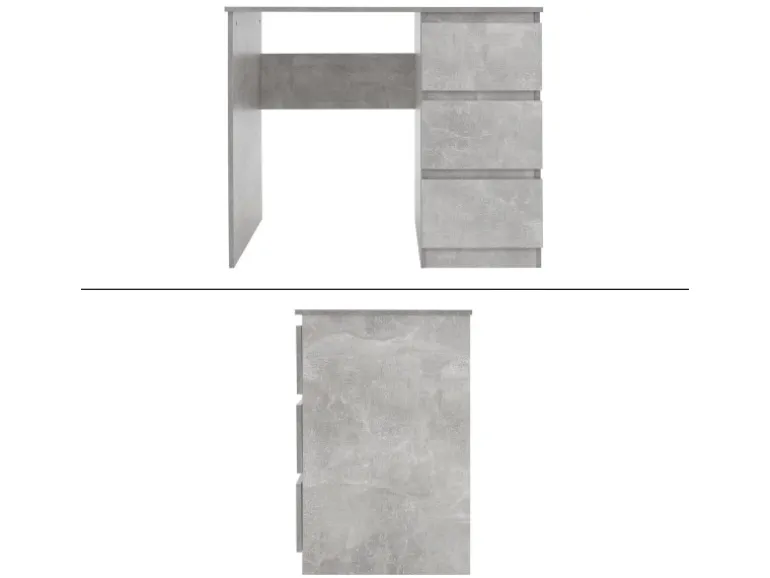 ML-Design Schreibtisch mit 3 Schubladen 90x76x50cm Grau Arbeitstisch Beton-Optik