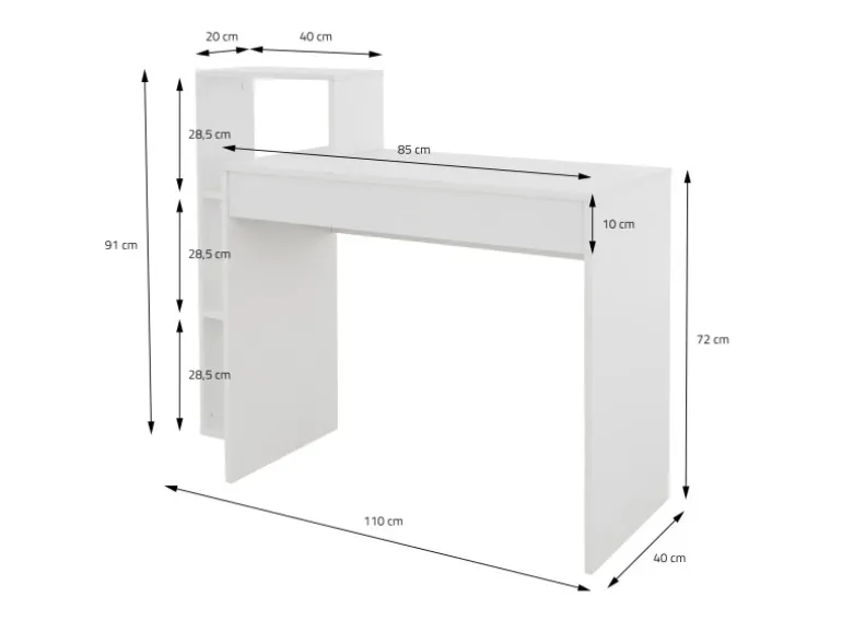 ML-Design Schreibtisch mit Regal 110x72x40 cm aus Holz 2in1 System für Zuhause