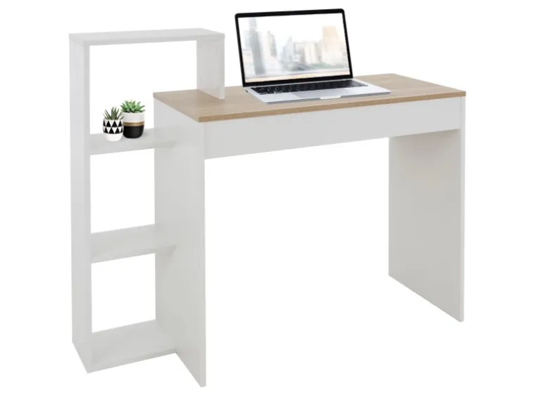 ML-Design Schreibtisch mit Regal Weiß Tischplatte in Sonoma-Eiche 110x72x40 cm