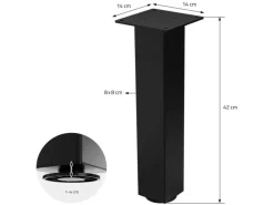 ML-Design Tischbeine 4Er Set I-Design H42 cm Schwarz Stahl 8x8 cm
