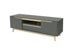 ML-Design TV-Schrank 140x40x46cm Grün-Natur mit 2 Türen für Fernseher bis 65Zoll