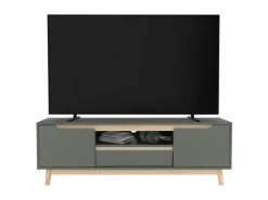 ML-Design TV-Schrank 140x40x46cm Grün-Natur mit 2 Türen für Fernseher bis 65Zoll