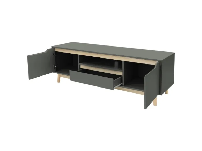 ML-Design TV-Schrank 140x40x46cm Grün-Natur mit 2 Türen für Fernseher bis 65Zoll