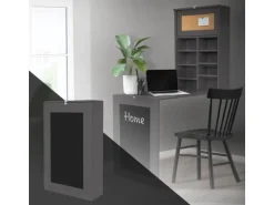 ML-Design Wandtisch Klappbar Schreibtisch Grau mit Tafel 8 Fächern und Pinnwand