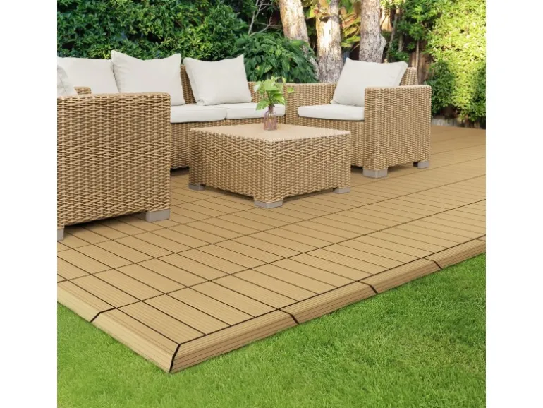 ML-Design WPC Abschlussleiste Gerade Teak für WPC-Fliesen