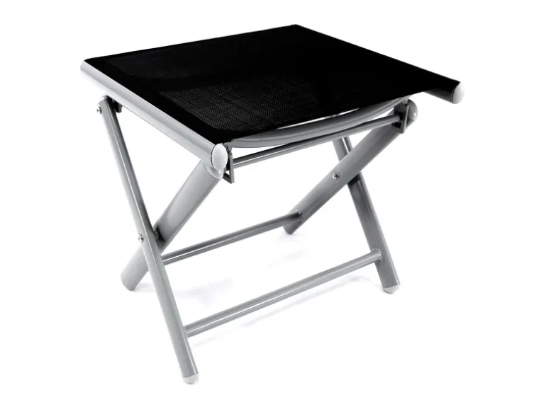 Mojawo Garten Fußhocker ZUSAMMENKLAPPBAR Klapphocker WITTERUNGSBESTÄNDIGES Aluminium WETTERFESTE Gartenmöbel SILBER und SCHWARZ Schwarz