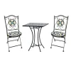 Mojawo Mosaik Sitzgarnitur Set 3teilig Sitzgruppe Gartenmöbel Tisch Stühle 60cm