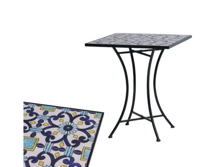 Mojawo Mosaik Sitzgarnitur Set 3teilig Sitzgruppe Gartenmöbel Tisch Stühle 60cm