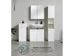 mokebo Bad Hochschrank Der Kapitän Badezimmerschrank in 180x33x34 HxBxT in cm in Weiß 2