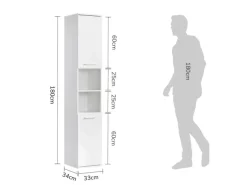 mokebo Bad Hochschrank Der Kapitän Badezimmerschrank in 180x33x34 HxBxT in cm in Weiß 2