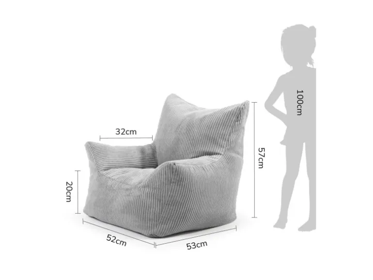 mokebo Kindersessel aus Cord Der Pausenheld Sitzsack Kinder Kindersitzsack in Grau