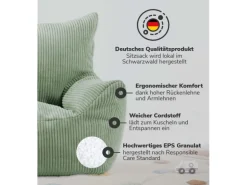 mokebo Kindersessel aus Cord Der Pausenheld Sitzsack Kinder Kindersitzsack in Grün