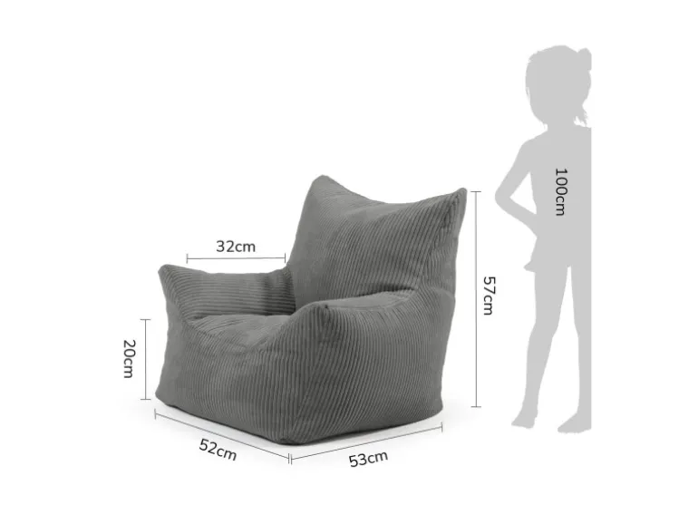 mokebo Kindersessel aus Cord Der Pausenheld Sitzsack Kinder Kindersitzsack in Anthrazit
