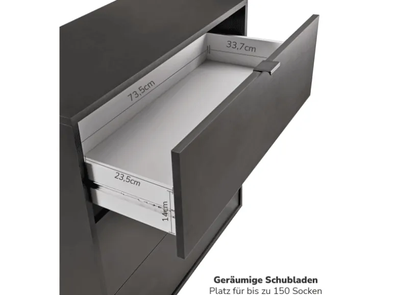 mokebo Kommode mit 3 Schubladen in Anthrazit Die Stilvolle Highboard Anrichte oder Sideboard