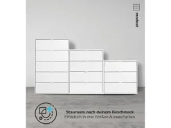 mokebo Kommode mit 5 Schubladen in Weiß Die Stilvolle Highboard Anrichte oder Sideboard