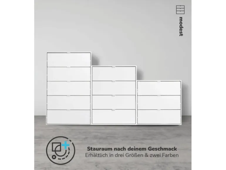 mokebo Kommode mit 5 Schubladen in Weiß Die Stilvolle Highboard Anrichte oder Sideboard
