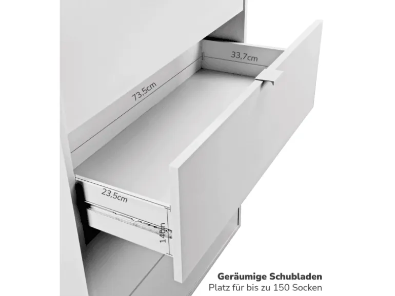 mokebo Kommode mit 5 Schubladen in Weiß Die Stilvolle Highboard Anrichte oder Sideboard