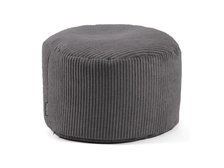mokebo Pouf oder Sitzhocker aus Cord Der Faule Lenz Fußhocker in Anthrazit mit EPS-Perlen Füllung