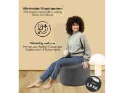 mokebo Pouf oder Sitzhocker aus Cord Der Faule Lenz Fußhocker in Anthrazit mit EPS-Perlen Füllung
