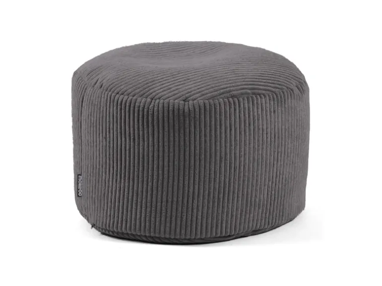 mokebo Pouf oder Sitzhocker aus Cord Der Faule Lenz Fußhocker in Anthrazit mit EPS-Perlen Füllung