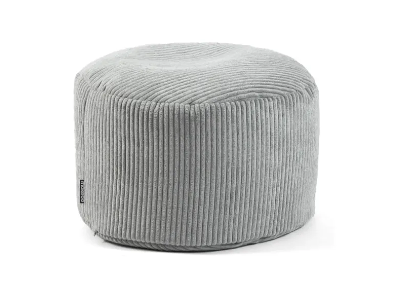 mokebo Pouf oder Sitzhocker aus Cord Der Faule Lenz Fußhocker in Grau mit EPS-Perlen Füllung