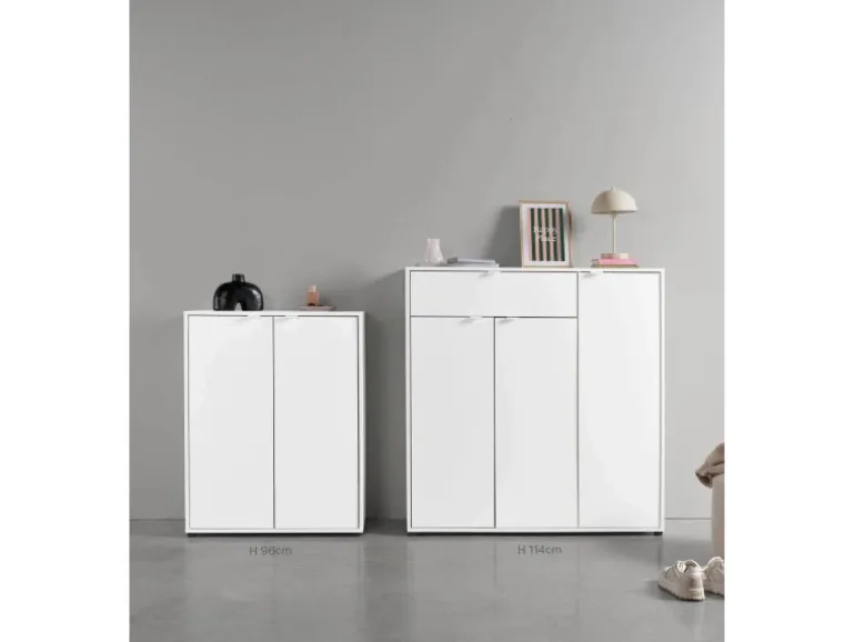 mokebo Schuhschrank Der Concierge Schuhregal mit zwei Türen Flurschrank oder Sideboard 74 cm breit in weiß