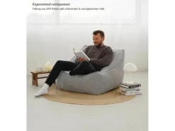 mokebo Sitzsack Sessel aus Cord Der Lümmel XXL Sitzsack Cord Sessel oder Sitz Sessel in Grau