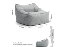 mokebo Sitzsack Sessel aus Cord Der Lümmel XXL Sitzsack Cord Sessel oder Sitz Sessel in Grau