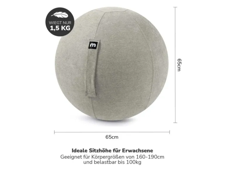 mokebo Stoff Sitzball Büro Ergonomisch Der Sportliche Sitzball mit Pumpe 65cm Breite Ergonomische Bürostuhl Alternative