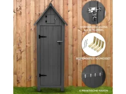 Monstershop Gartenschrank aus Holz Grau Monstershop Gartenschrank aus Holz – Grau