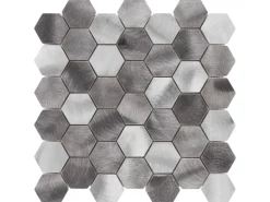 Mosaik Aluminium Silver Hexagon 30 cm x 30 cm