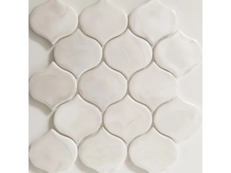 Mosaikmatte Cadiz Arabesque Keramik Weiß 26,4 cm x 28,3 cm