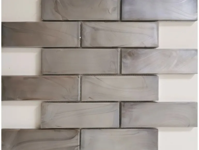 Mosaikmatte Cadiz Brick Keramik Grau 30 cm x 30 cm
