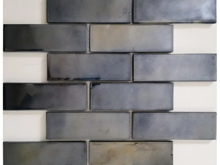 Mosaikmatte Cadiz Brick Keramik Schwarz 30 cm x 30 cm