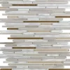 Mosaikmatte Glas & Aluminium Brown & Beige & Silver 30 cm x 30 cm