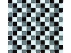 Mosaikmatte Glas Schwarz Grau Weiß 30 cm x 30 cm