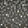 Mosaikmatte Marmor Glas Schwarz mit Edelstahl 29,7 cm x 29,7 cm
