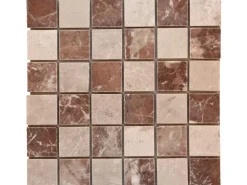 Mosaikmatte Naturstein Verona Rosso Crema 30 cm x 30 cm