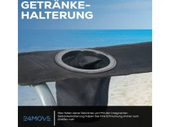 24MOVE Campingstuhl faltbar Klappstuhl gepolstert inkl. Tragetasche - 150kg - schwarz