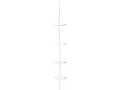 MSV Eck-Duschregal Kunststoff 4 Ablagen Höhenverstellbar 24 x 24 x 260 cm Weiß
