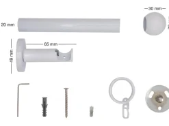 Mydeco Maß-Gardinenstange mit Endstück Ball Weiß Ø 2 cm x 220 cm
