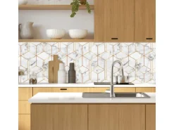 MySpotti Küchenrückwand Profix Cucina Nicole 160 x 60 cm Weiß-Gold