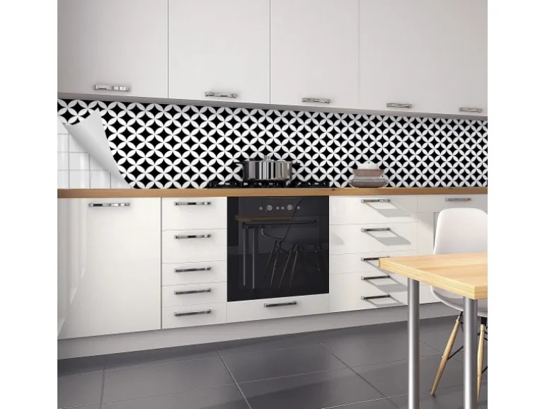 Myspotti Küchenrückwandfolie Chadi Selbstklebend 450 cm x 60 cm Schwarz-Weiß