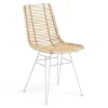 Natur24 4-er Set Stuhl Tishana 45 x 79 x 58 cm Rattan Natur Stahl Weiß