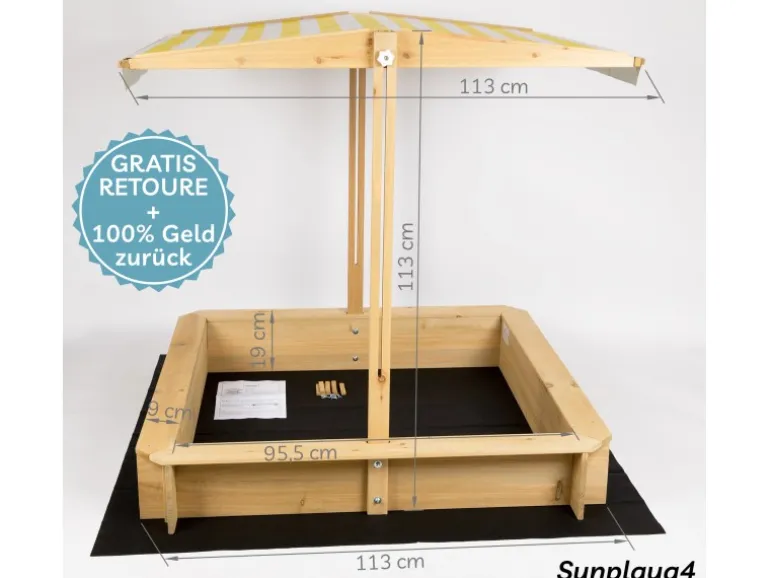 needs&wants Holz Sandkasten mit Dach Sunplaya4