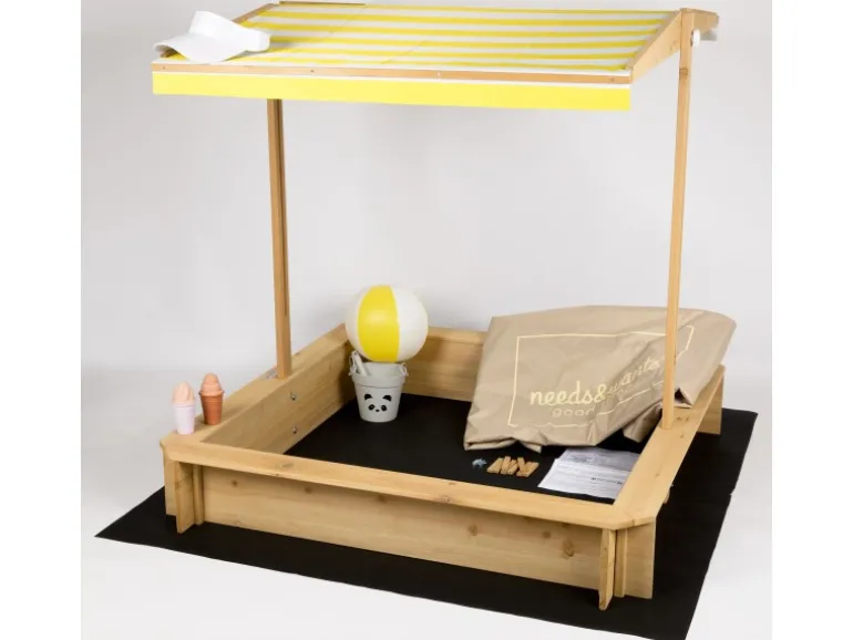 needs&wants Holz Sandkasten mit Dach Sunplaya4