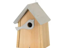 Nistkasten mit Vogelfigur FSC® Braun-Hellgrau