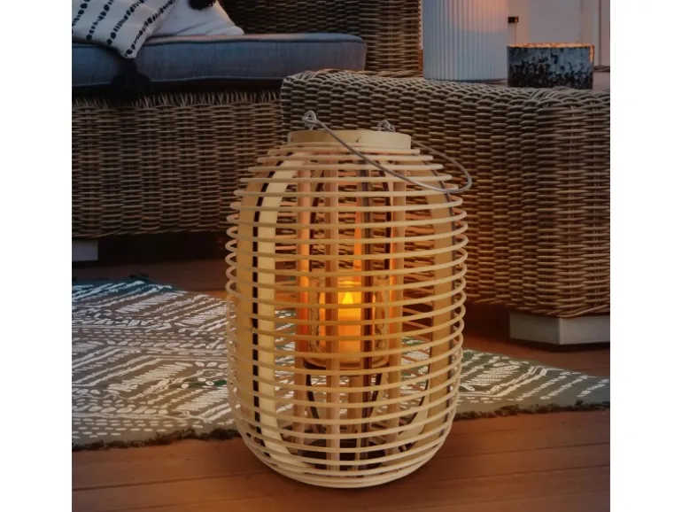 Näve Dekoleuchte Korb Natur 32,5 cm inkl. LED-Solar-Kerze