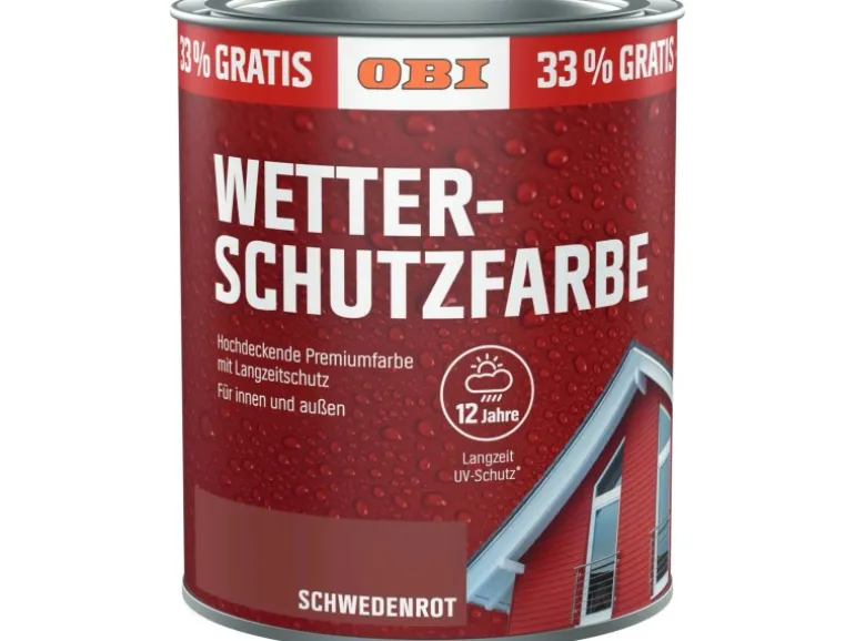 OBI Wetterschutzfarbe Aktion Schwedenrot 1 l